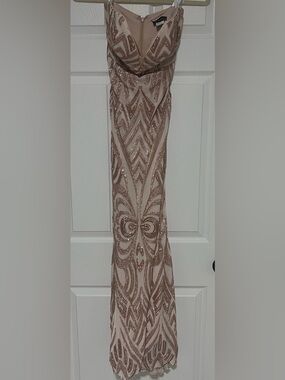 Jovani Blush Pink & Rose Metallic Evening Dress